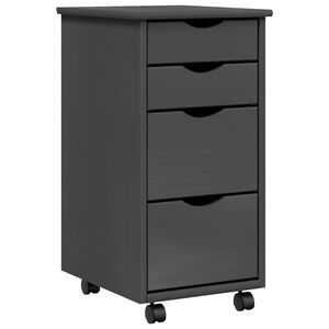 vidaXL Rollschrank mit Schubladen MOSS Grau Massivholz Kiefer