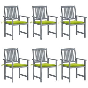 vidaXL Gartenst&uuml;hle mit Kissen 6 Stk. Massivholz Akazie Grau
