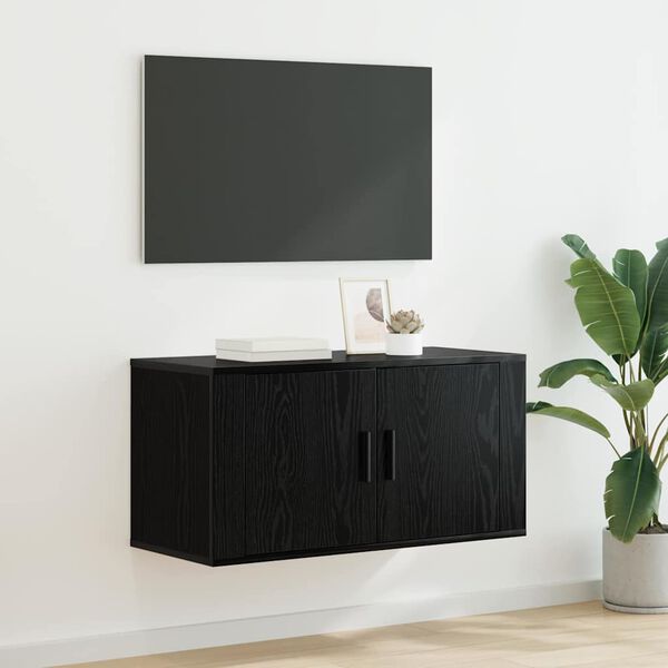 vidaXL Wandmontiertes TV-Regal Schwarz Eichen-Optik 80 x 34,5 x 40 cm