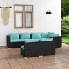 vidaXL 7-tlg. Garten-Lounge-Set mit Kissen Schwarz Poly Rattan