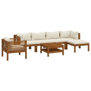 vidaXL 7-tlg. Garten-Lounge-Set mit Creme Kissen Massivholz Akazie
