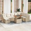 vidaXL Garten-Sofa-Set mit Kissen mit Speicher 9 pcs Beige Poly Rattan