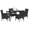 vidaXL Garten Essgruppe mit Kissen 5 pcs Schwarz Poly-Rattan