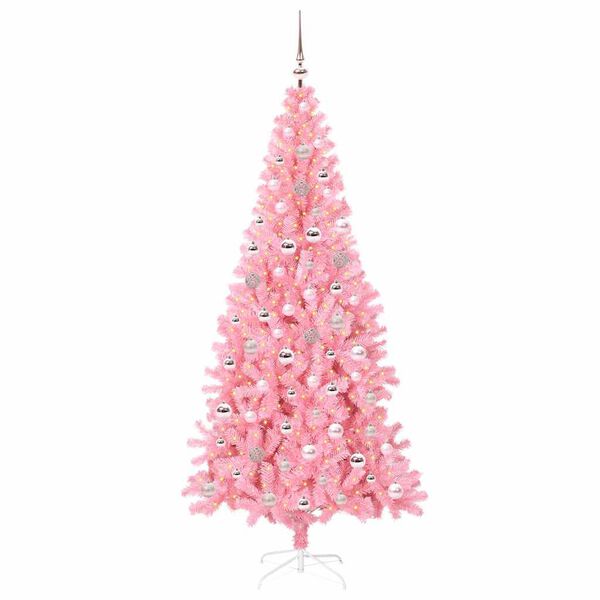 vidaXL Weihnachtsbaum mit 300 LEDs mit St&auml;nder Rosa 240 cm PVC