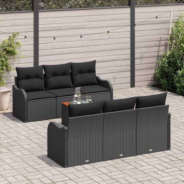 vidaXL Garten-Sofa-Set 7 pcs Schwarz
