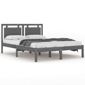 vidaXL Massivholzbett Grau 200x200 cm