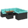 vidaXL Gartensofa-set 9 Stk. 8-Sitzanzahl Schwarz und T&uuml;rkis