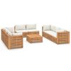 vidaXL 9-tlg. Garten-Lounge-Set mit Creme Kissen Massivholz Teak