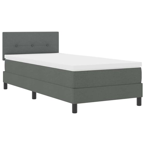 vidaXL Boxspringbett mit Matratze Dunkelgrau 100 x 200 cm Stoff