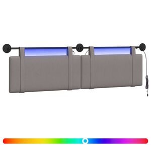 vidaXL H&auml;ngendes Kopfteil Mit LED Licht Taupe Stoff