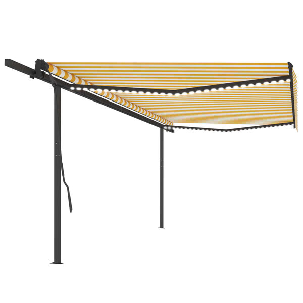 vidaXL Automatische Markise mit LED & Windsensor 5x3,5 m Gelb & Wei&szlig;
