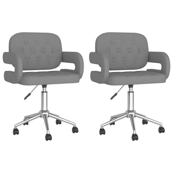 vidaXL Esszimmerst&uuml;hle 2 Stk. Drehbar Grau Kunstleder