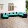 vidaXL 8-tlg. Garten-Lounge-Set mit Kissen Poly Rattan Schwarz