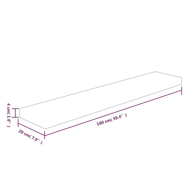 vidaXL Regalboden 100x20x4 cm Unbehandeltes Massivholz Eiche