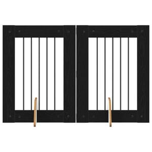 vidaXL Hundetor mit St&auml;ndern 2 pcs Schwarze Eiche 60 x 80 cm