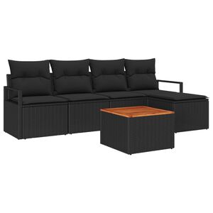 vidaXL Gartensofa-set mit Speicher 6 pcs Schwarz Poly-Rattan