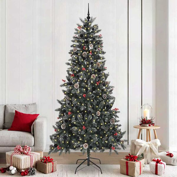 vidaXL K&uuml;nstlicher Weihnachtsbaum Gr&uuml;n 240 cm PVC, Plastik und Stahl