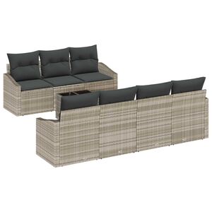vidaXL Sofa Set mit Kissen 8 pcs Hellgrau und Dunkelgrau Poly-Rattan