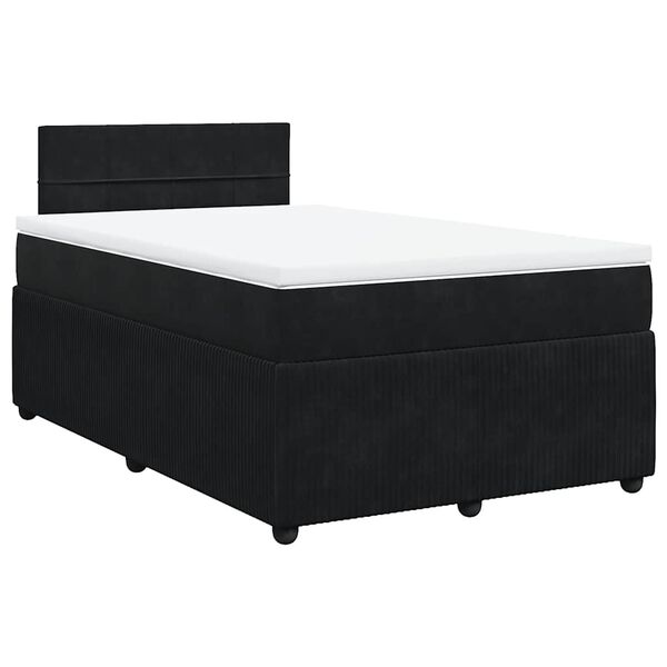 vidaXL Boxspringbett mit Matratze Schwarz 120x200 cm Samt