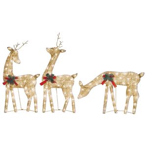 vidaXL Weihnachtsdeko LED Rentiere 270x7x90 cm Golden Warmwei&szlig;