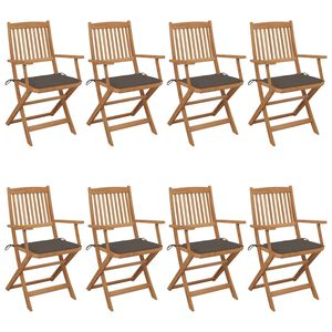 vidaXL Klappbare Gartenst&uuml;hle 8 Stk. mit Kissen Massivholz Akazie