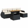 vidaXL 6-tlg. Garten-Sofagarnitur mit Kissen Schwarz Poly Rattan