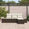 vidaXL Garten-Sofa-Set mit Kissen 4 pcs Braun Poly Rattan