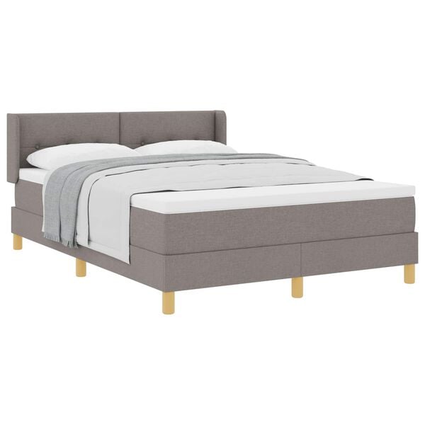 vidaXL Boxspringbett mit Matratze Taupe 190 x 140 cm Polyester