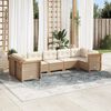 vidaXL 7-tlg. Garten-Sofagarnitur mit Kissen Beige Poly Rattan