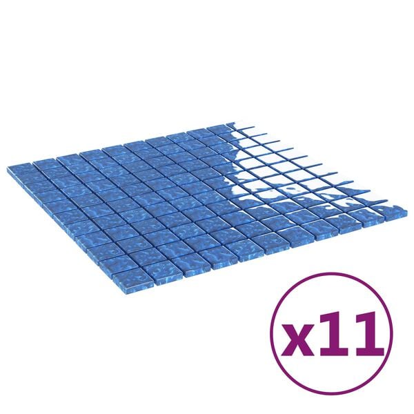 vidaXL Mosaikfliese 11 pcs Blau 50 x 50 cm Glas