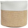 vidaXL Aufbewahrungskorb Braun und Wei&szlig; &Oslash;40x35 cm Baumwolle