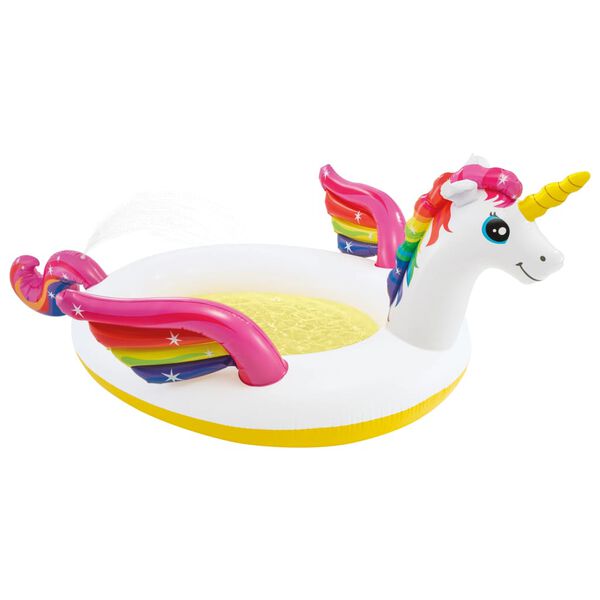Intex Einhorn Planschbecken mit Sprinkler 272x193x104 cm