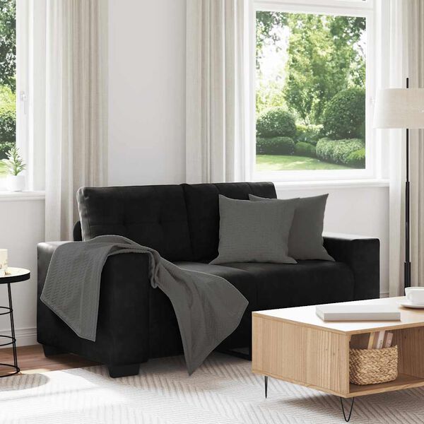 vidaXL Zweisitzer-Sofa Schwarz 160x77x82 cm Samt
