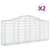 vidaXL Gabionen mit Hochbogen 2 Stk. 200x30x80/100 cm Verzinktes Eisen