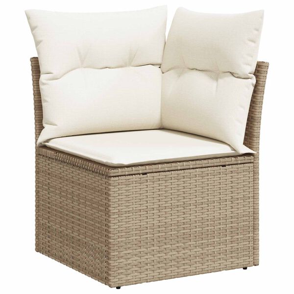 vidaXL Sofa Set mit Kissen mit Speicher Beige und Creme Poly-Rattan