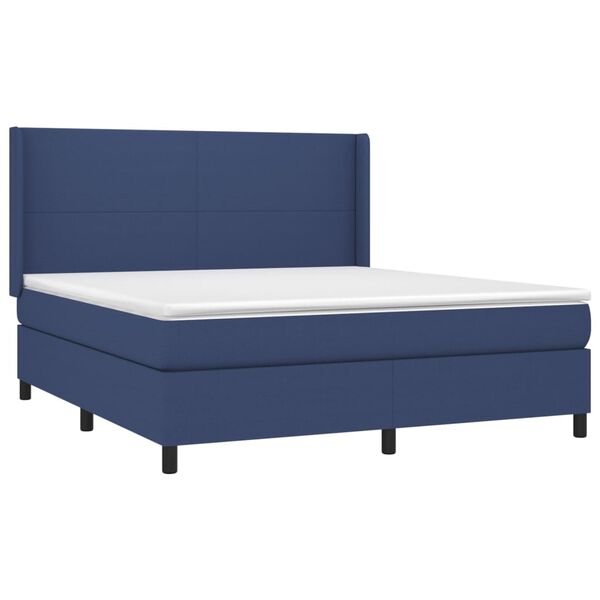 vidaXL Boxspringbett mit Matratze & LED Blau 180x200 cm Stoff