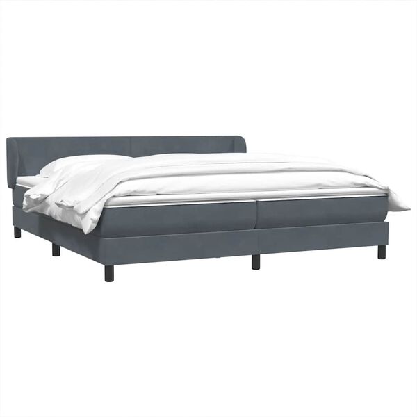 vidaXL Boxspringbett mit Matratzen Dunkelgrau 180x220 cm Samt