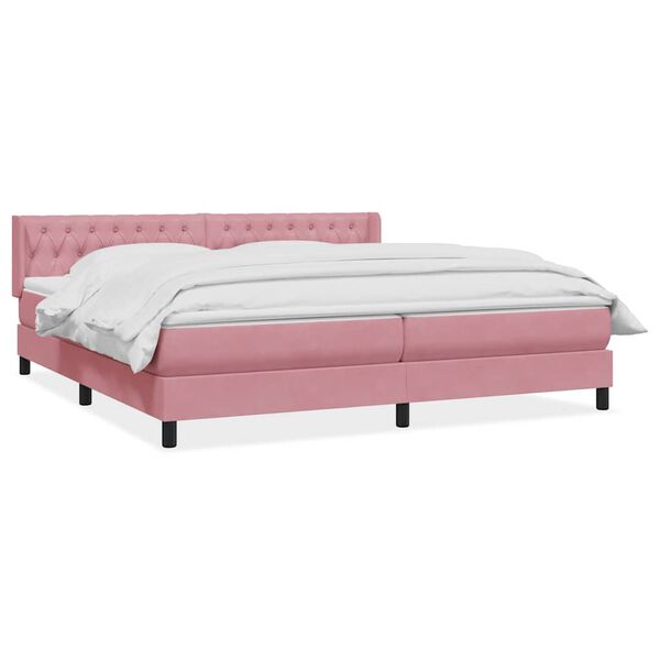 vidaXL Boxspringbett mit Matratze Rosa 200x220 cm Samt