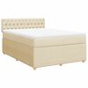 vidaXL Boxspringbett mit Matratze Creme 140x190 cm Stoff