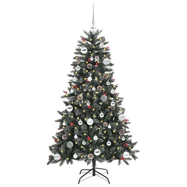 vidaXL K&uuml;nstlicher Weihnachtsbaum Gr&uuml;n 150 cm PVC, Plastik und Stahl