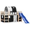 vidaXL Kinderhochbett mit Tunnel Wei&szlig; & Schwarz 80x200 cm Kiefernholz