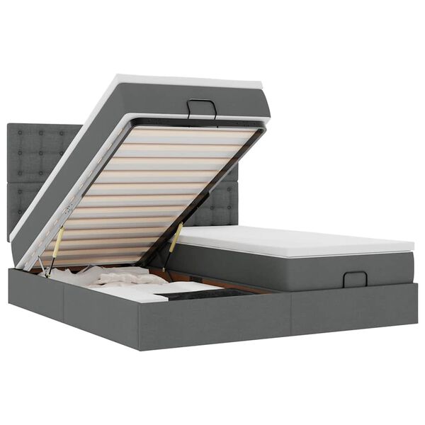 vidaXL Ottoman-Bett mit Matratzen & LEDs Dunkelgrau 180x200 cm Stoff