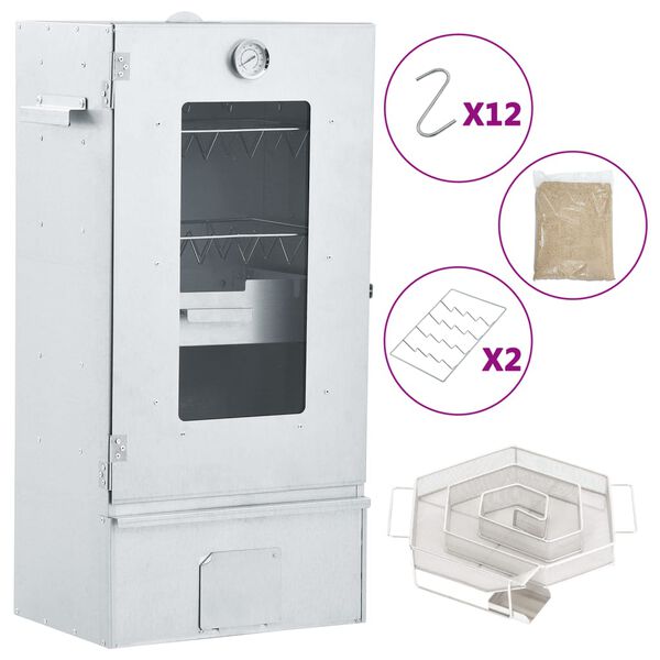 vidaXL Räucherofen mit Kaltrauchgenerator Verzinkter Stahl