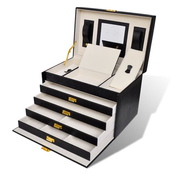 Schmuckkasten Schmuckkoffer mit 4 Schubladen inkl. Spiegel