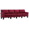 vidaXL 4-Sitzer-Sofa Weinrot Stoff