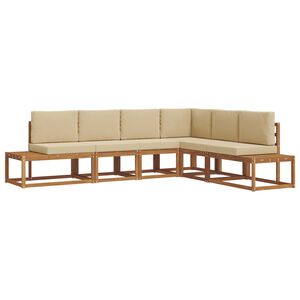 vidaXL Outdoor-Sofagarnitur mit Kissen 6 St&uuml;ck Natur und Beige