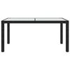 vidaXL Gartentisch 150x90x75 cm Gehärtetes Glas Poly Rattan Schwarz