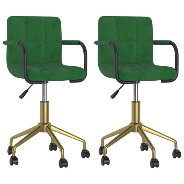 vidaXL Esszimmerst&uuml;hle 2 Stk. Drehbar Dunkelgr&uuml;n Samt