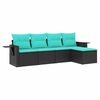 vidaXL 5-teiliges Gartensofa-Set mit Kissen, schwarzes Polyrattan