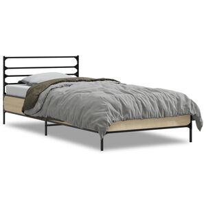 vidaXL Bettgestell Sonoma-Eiche 75x190 cm Holzwerkstoff und Metall